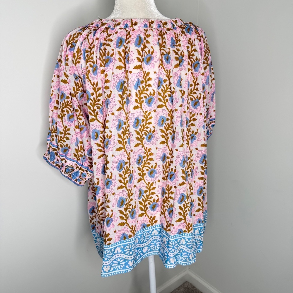 Lavender Floral Boho Peasant Blouse - Women - Picture 4 of 6